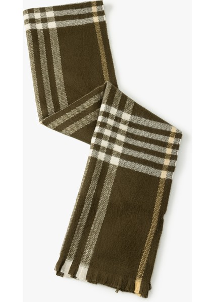 Ekose Atkı Uzun Püskül Detaylı