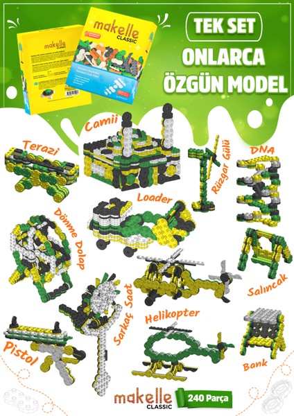 Classic - STEM yapı blokları (192 parça + 48 parça tekerlek seti hediye)