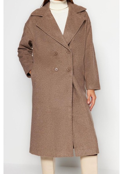 Tasarım Düz Astarlı Yaka Uzun Oversize Ceket Kadın Oversize Geniş Kesim Uzun Yünlü Kaşe Kaban fiyatları