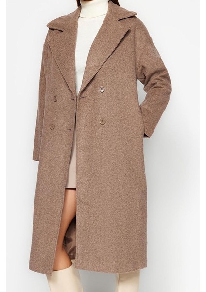 Tasarım Düz Astarlı Yaka Uzun Oversize Ceket Kadın Oversize Geniş Kesim Uzun Yünlü Kaşe Kaban modelleri