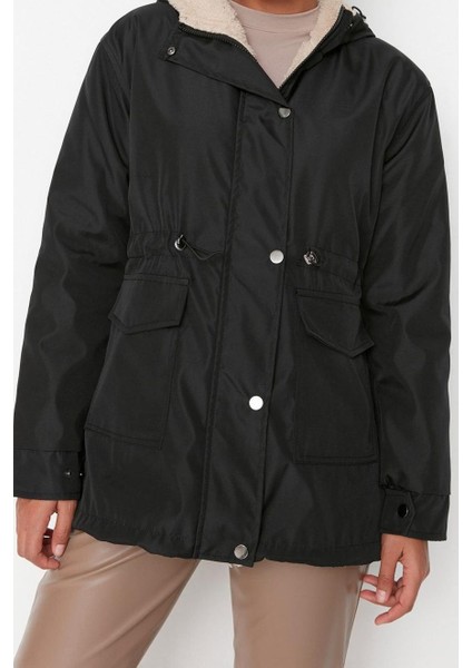 Tasarım Düz Astarlı Yaka Midi Regular Kapüşonlu Kadın Kapüşonlu Içi Kürklü Su Itici Parka Kaban modelleri