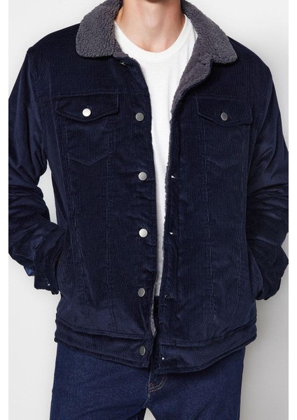 Tasarım Düz Astarlı Yaka Standart Regular Gömlek Unisex Regular Fit Kadife Kışlık Ceket Mont