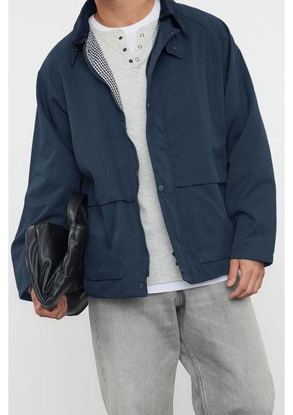 Tasarım Düz Astarlı Yaka Standart Regular Ceket Unisex Regular Fit Kadife Yaka Detaylı Mont