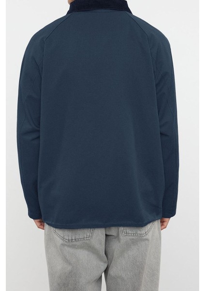 Tasarım Düz Astarlı Yaka Standart Regular Ceket Unisex Regular Fit Kadife Yaka Detaylı Mont