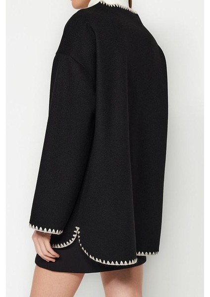 Tasarım Nakışlı Astarsız Yaka Standart Regular Bisiklet Kadın Nakış Detaylı Kaban indirimleri