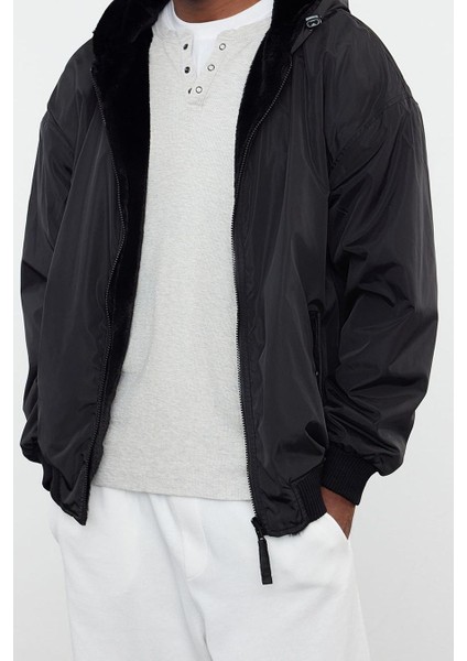 Tasarım Düz Astarlı Yaka Standart Relaxed Kapüşonlu Unisex Içi Peluşlu Giyilebilen Kapüşonlu Mont