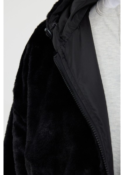 Tasarım Düz Astarlı Yaka Standart Relaxed Kapüşonlu Unisex Içi Peluşlu Giyilebilen Kapüşonlu Mont fırsatları