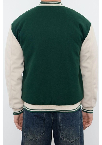 Tasarım Düz Astarlı Yaka Standart Regular Bomber Unisex Fit Bomber Yaka Kolej Kışlık Ceket Mont indirimleri