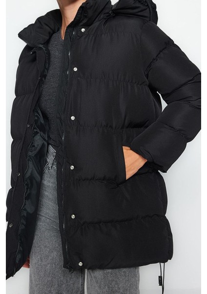 Tasarım Düz Astarlı Yaka Midi Regular Kapüşonlu Kadın Regular Kapüşonlu Su Itici Şişme Mont fiyatları