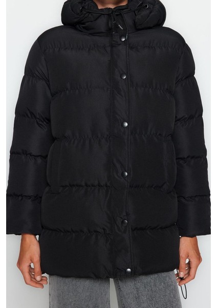 Tasarım Düz Astarlı Yaka Midi Regular Kapüşonlu Kadın Regular Kapüşonlu Su Itici Şişme Mont fırsatları