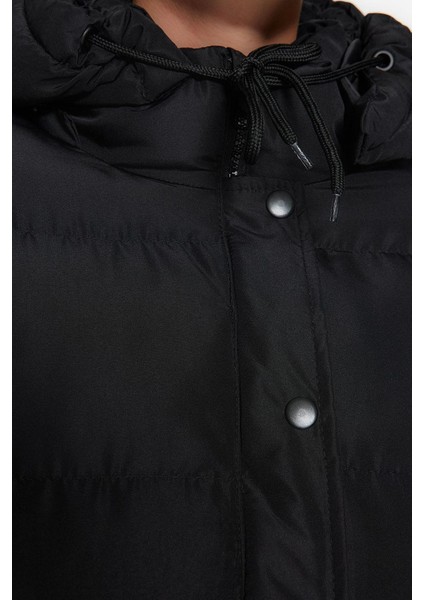 Tasarım Düz Astarlı Yaka Midi Regular Kapüşonlu Kadın Regular Kapüşonlu Su Itici Şişme Mont indirimleri