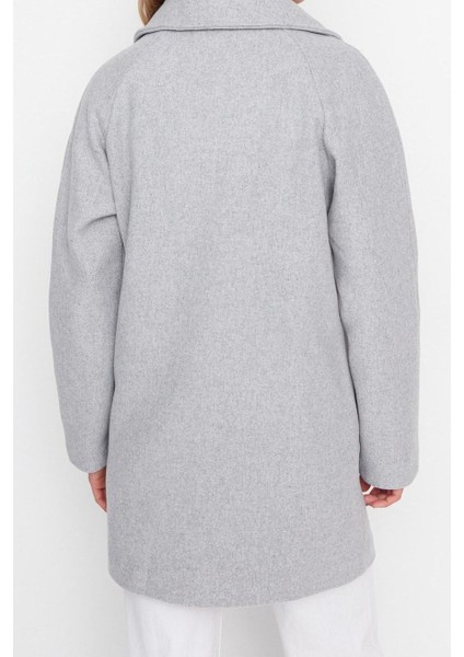 Tasarım Düz Astarlı Yaka Midi Regular Ceket Kadın Yünlü Kaşe Kaban indirimleri