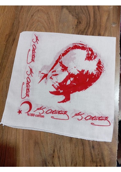 Atatürk Imza Silüet Fular - Bandana - 23 Nisan, 29 Ekim, 30 Ağustos, 19 Mayıs Tören %100COTTON