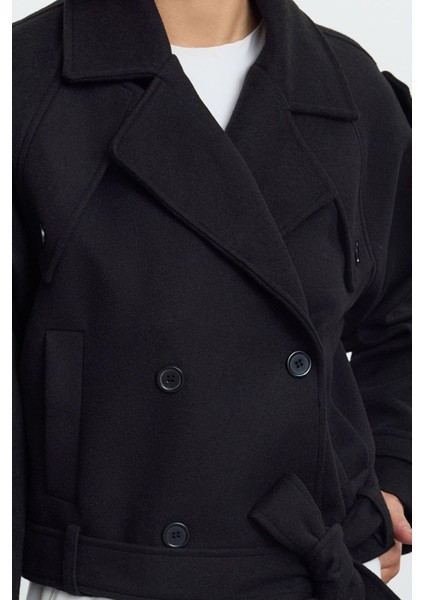 Tasarım Düz Astarlı Yaka Standart Regular Ceket Kadın Yumuşak Dokulu Mevsimlik Kısa Kaşe Kaban fırsatları