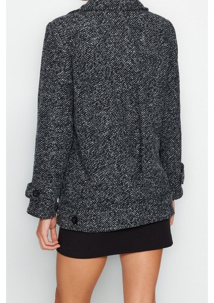 Tasarım Kırçıllı Astarlı Yaka Midi Oversize Ceket Kadın Oversize Geniş Kesim Kırçıllı Kaşe Kaban indirimleri