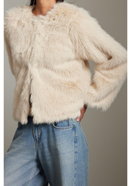 Tasarım Düz Astarlı Yaka Standart Bol Bisiklet Kadın Oversize Kürk Mont modelleri