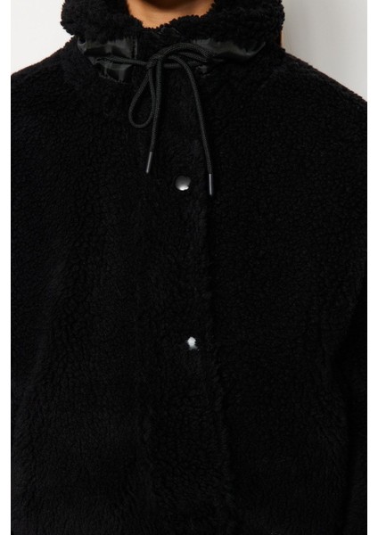 Tasarım Düz Astarlı Yaka Standart Oversize Dik Kadın Oversize Peluş Mont