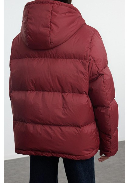 Tasarım Düz Astarlı Yaka Standart Oversize Kapüşonlu Kadın Kapüşonlu Kaz Tüylü Su Iticili Şişme Mont fiyatları