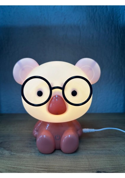 Panda Gece Lambası Kırmızı Renk Aydınlatma Çocuk Odası Hediyelik Eşya Ev Dekoru Süs