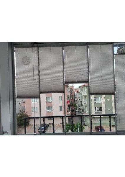 Plised Home Katlanabilir Cam Balkon Plise Perde Kül Gri (Vidalıveya Kancalı)