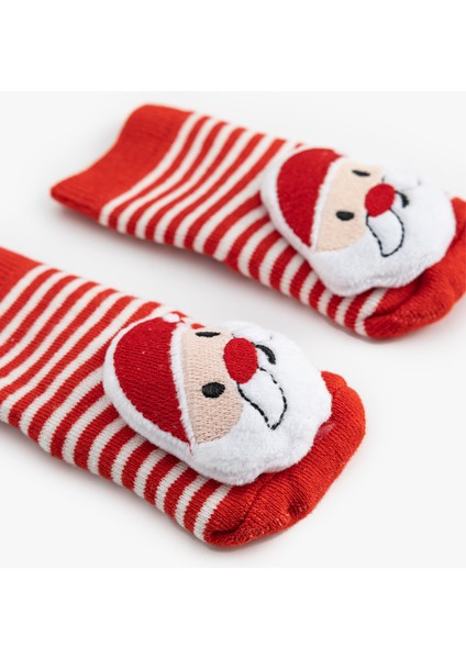 Yılbaşı Temalı Noel Baba Aplikeli Çorap