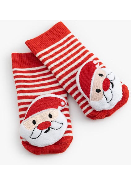 Yılbaşı Temalı Noel Baba Aplikeli Çorap