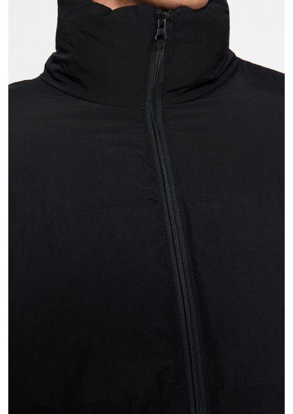 Tasarım Düz Astarlı Yaka Standart Bol Dik Unisex Oversize Fit Dik Yaka Şişme Kışlık Mont fırsatları