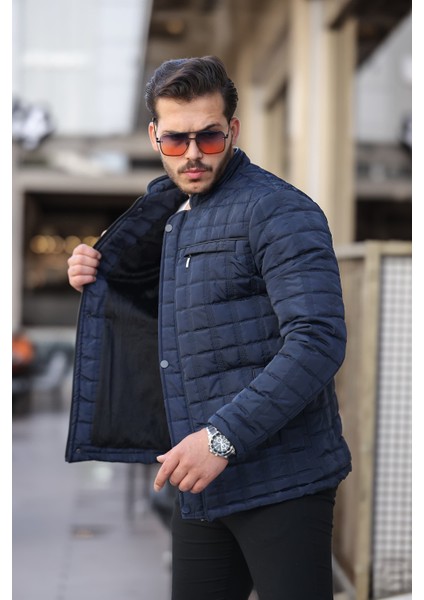 Erkek Lacivert Içi Kürklü Şişme Mont & Kaban Su Itici Rüzgar Geçirmez Kapitone Klasik Comfort fiyatları