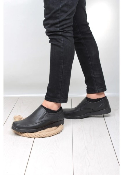 Suni Deri Ortopedik Siyah Günlük Kışlık Ayakkabı