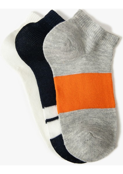 3’Lü Patik Çorap Seti Çizgili Çok Renkli