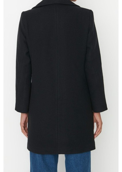 Tasarım Düz Astarlı Yaka Midi Regular Ceket Kadın Regular Düğme Kapamalı Kaşe Kaban indirimleri