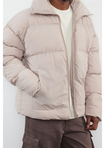 Tasarım Düz Astarlı Yaka Standart Relaxed Dik Unisex Taslan Relaxed Fit Kışlık Şişme Mont modelleri