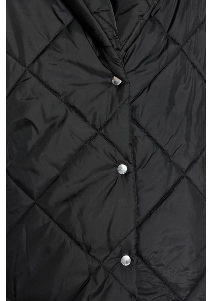 Tasarım Düz Astarlı Yaka Midi Oversize Ceket Kadın Oversize Kapitone Şişme Mont indirimleri