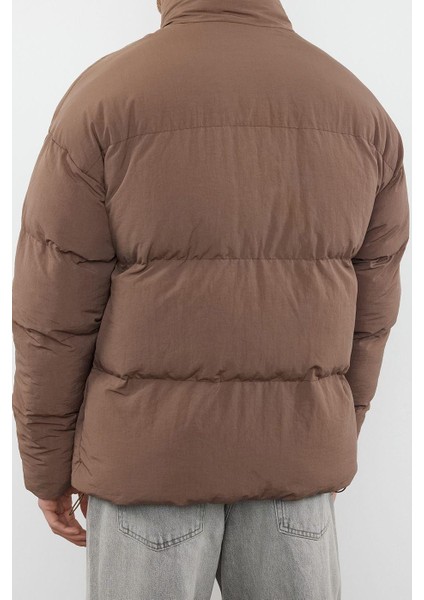 Tasarım Düz Astarlı Yaka Standart Bol Dik Unisex Oversize Fit Dik Yaka Şişme Kışlık Mont indirimleri