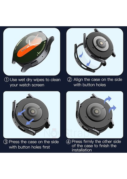 Samsung Galaxy Watch 7 40mm ile Uyumlu Ekran Koruyucu Cam Kasa Koruyucu Kılıf Sert Pc modelleri