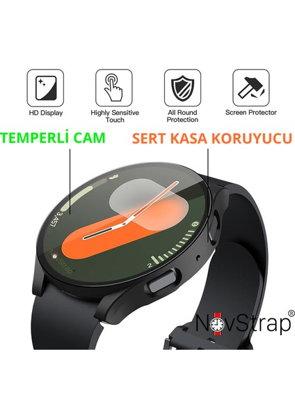 Samsung Galaxy Watch 7 40mm ile Uyumlu Ekran Koruyucu Cam Kasa Koruyucu Kılıf Sert Pc fırsatları