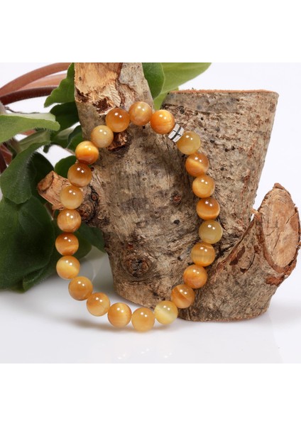 Sarı Kaplan Gözü Taşı Bileklik - 8 mm