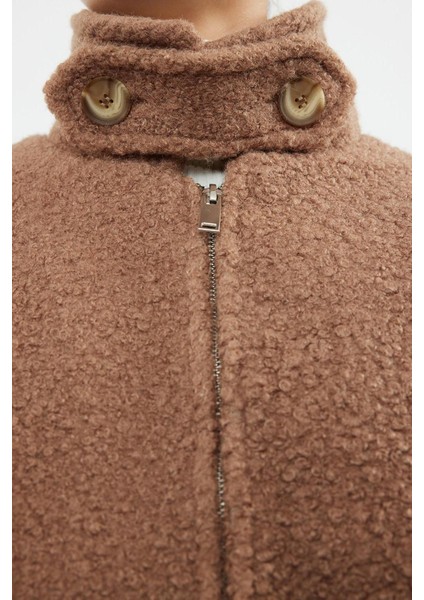 Tasarım Düz Astarlı Yaka Standart Dik Kadın Yaka Detaylı Buklet Ince Ceket Mont fiyatları