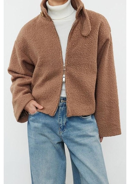 Tasarım Düz Astarlı Yaka Standart Dik Kadın Yaka Detaylı Buklet Ince Ceket Mont fırsatları