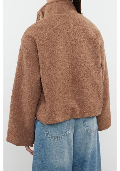 Tasarım Düz Astarlı Yaka Standart Dik Kadın Yaka Detaylı Buklet Ince Ceket Mont indirimleri