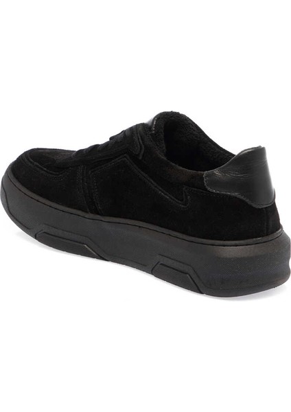 Siyah Nubuk Deri Kadın Sneaker - K24ı1ay67493-A64 Siyah