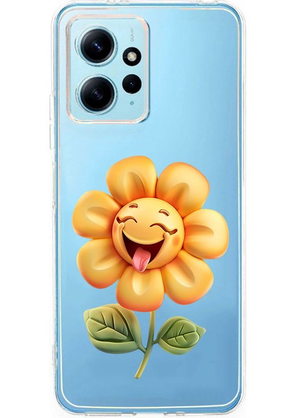 Xiaomi Redmi 12 Uyumlu Gülümseyen Çiçek Desenli Silikon Kılıf