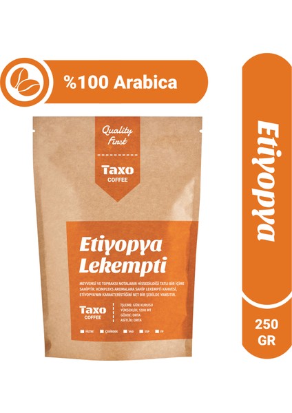 Etiyopya Lekempti Filtre Kahve 250gr Kağıt Filtre