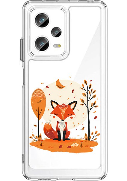 Xiaomi Redmi Note 12 Pro 5g Uyumlu Sonbahar Tilkisi Desenli Silikon Kılıf