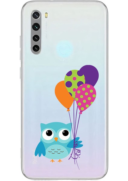 Xiaomi Redmi Note 8 Uyumlu Baykuş ve Balonlar Desenli Silikon Kılıf
