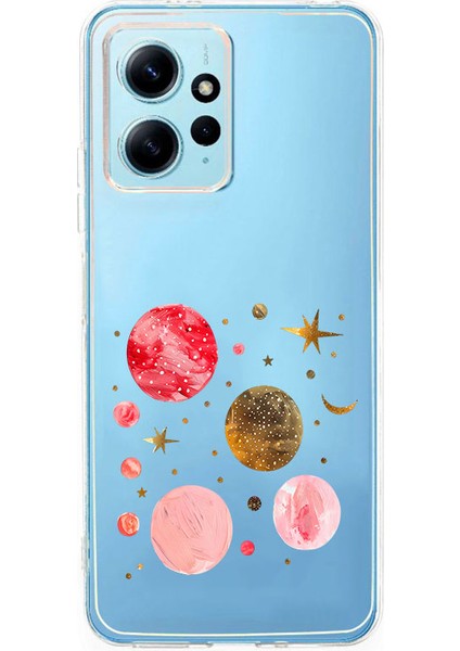 Xiaomi Redmi 12 Uyumlu Gezegenler Desenli Silikon Kılıf