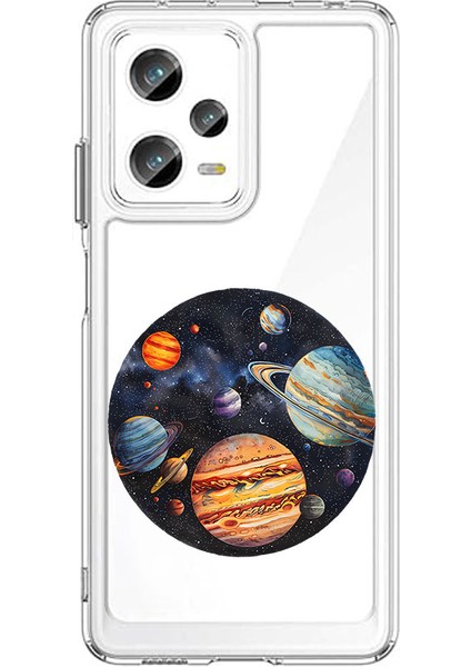 Xiaomi Redmi Note 12 ProPLUS Uyumlu Gezegen Sistemi Desenli Silikon Kılıf