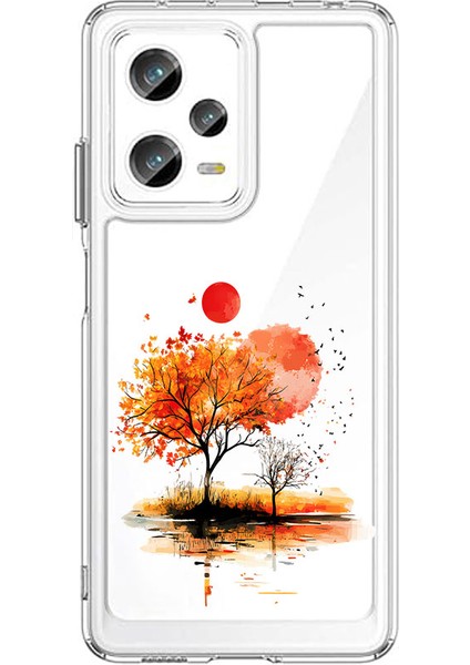 Xiaomi Redmi Note 12 Pro 5g Uyumlu Sonbahar Ağacı Desenli Silikon Kılıf