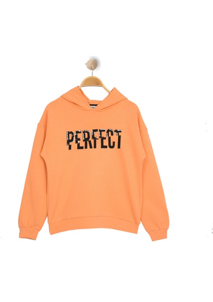 Kız Çocuk Perfect Baskı Nakışlı Kapşonlu Sweatshirt