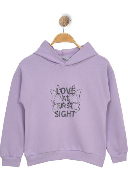 Kız Çocuk Love At Fırst Baskılı Kapşonlu Sweatshirt